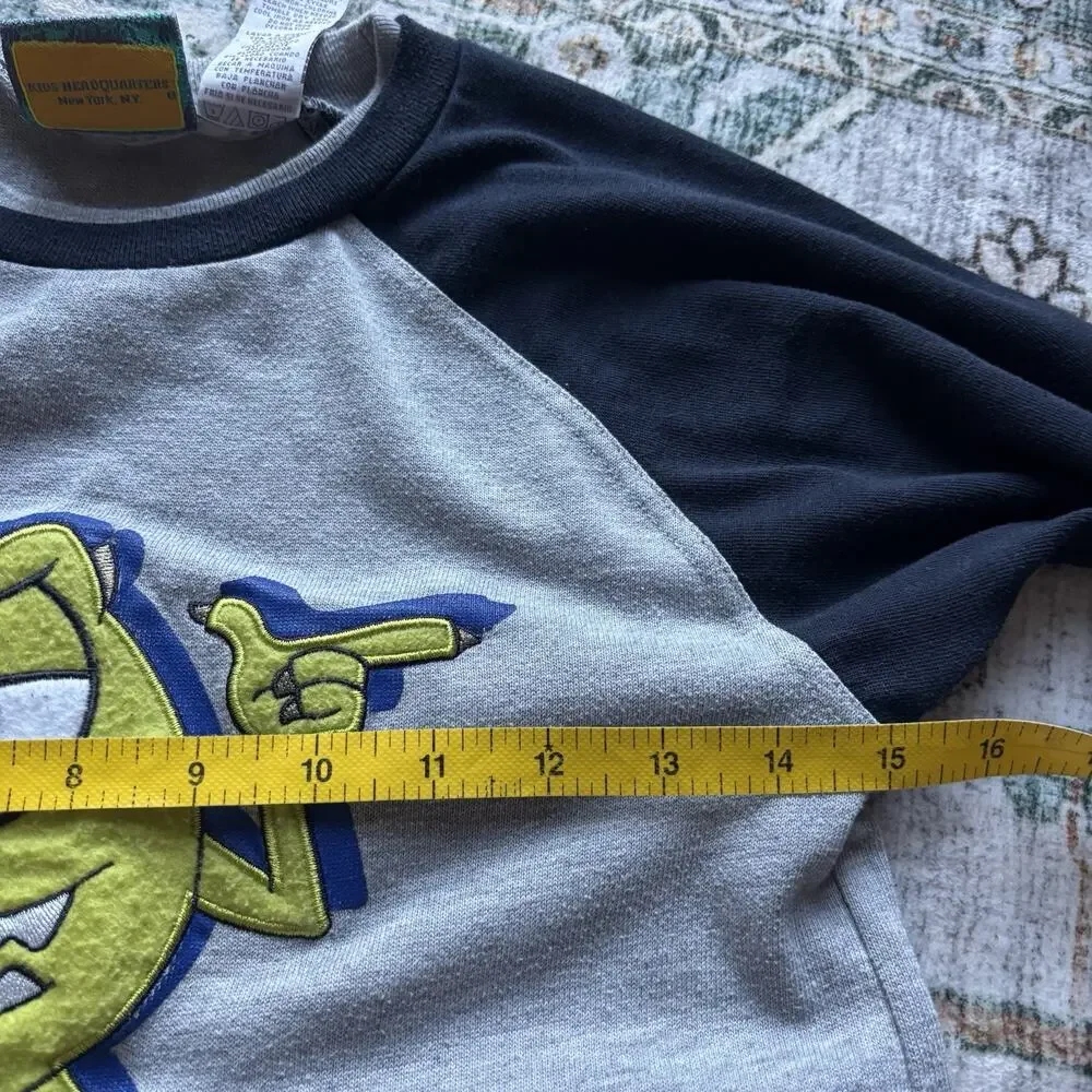 Vintage Y2K Polar Monsters Inc Mike Wazowski Raglan Long Sleeve Shirt Kids Sz 7